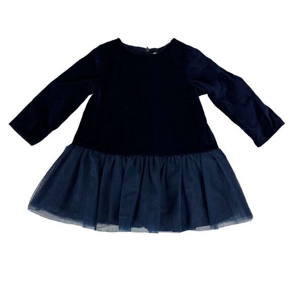 Jacadi Paris Girls Blue Velvet Tulle Dress size 18M - Picture 1 of 7